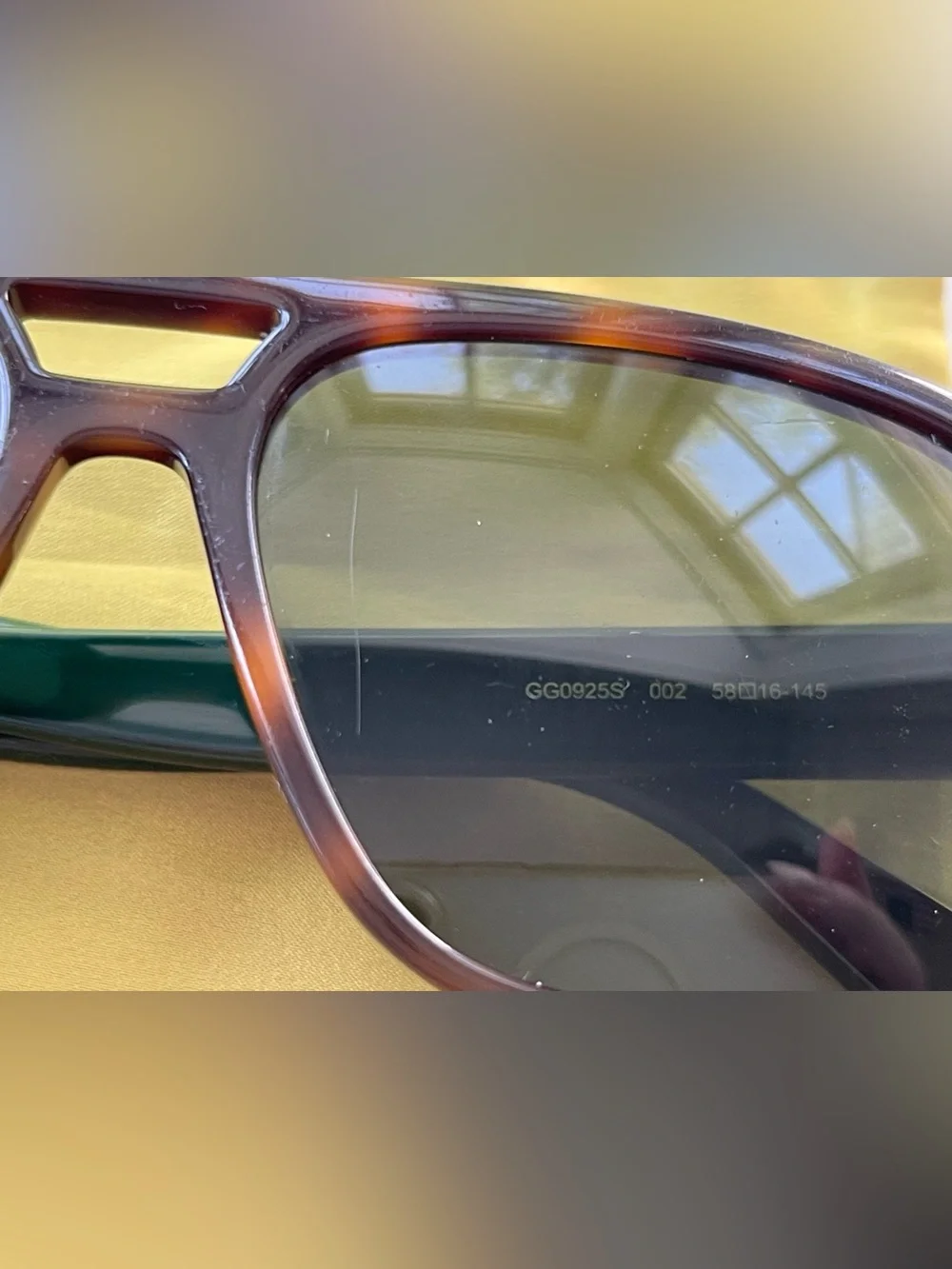 Gucci GG0925S 002 Havana/Green Aviator Sunglasses